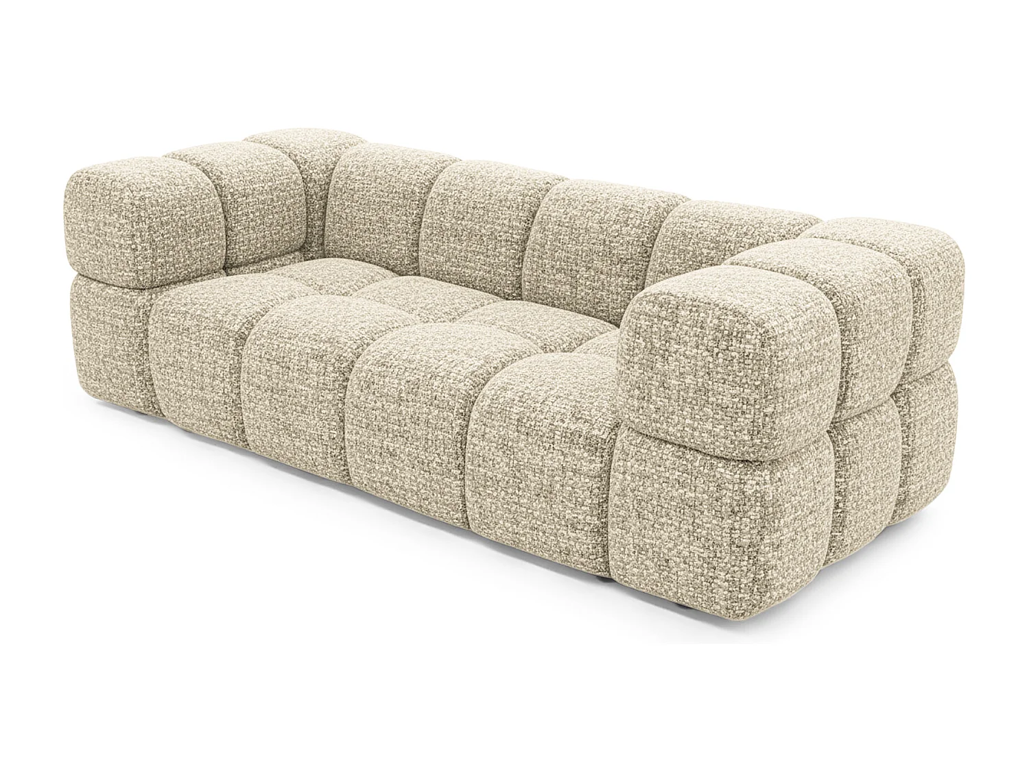 Design-Sofa 3-Sitzer TONDO PUENTE 03 – Strukturstoff in Bouclé-Optik – Wellenförmiges Design – Creme