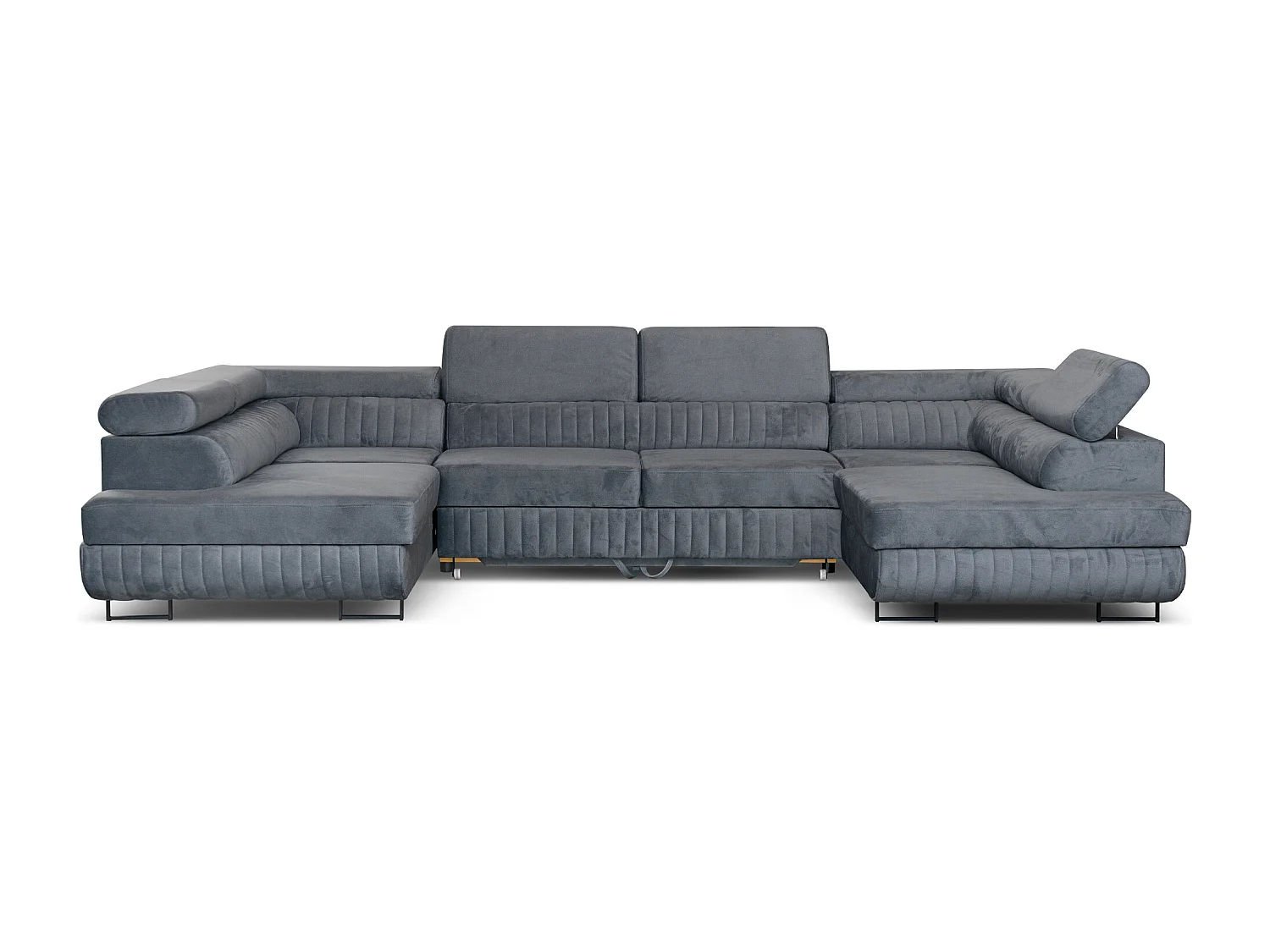 U-Form Schlafsofa Magnum Dunkelgrau  345x202 cm – Flexibles Design ohne feste Seite
