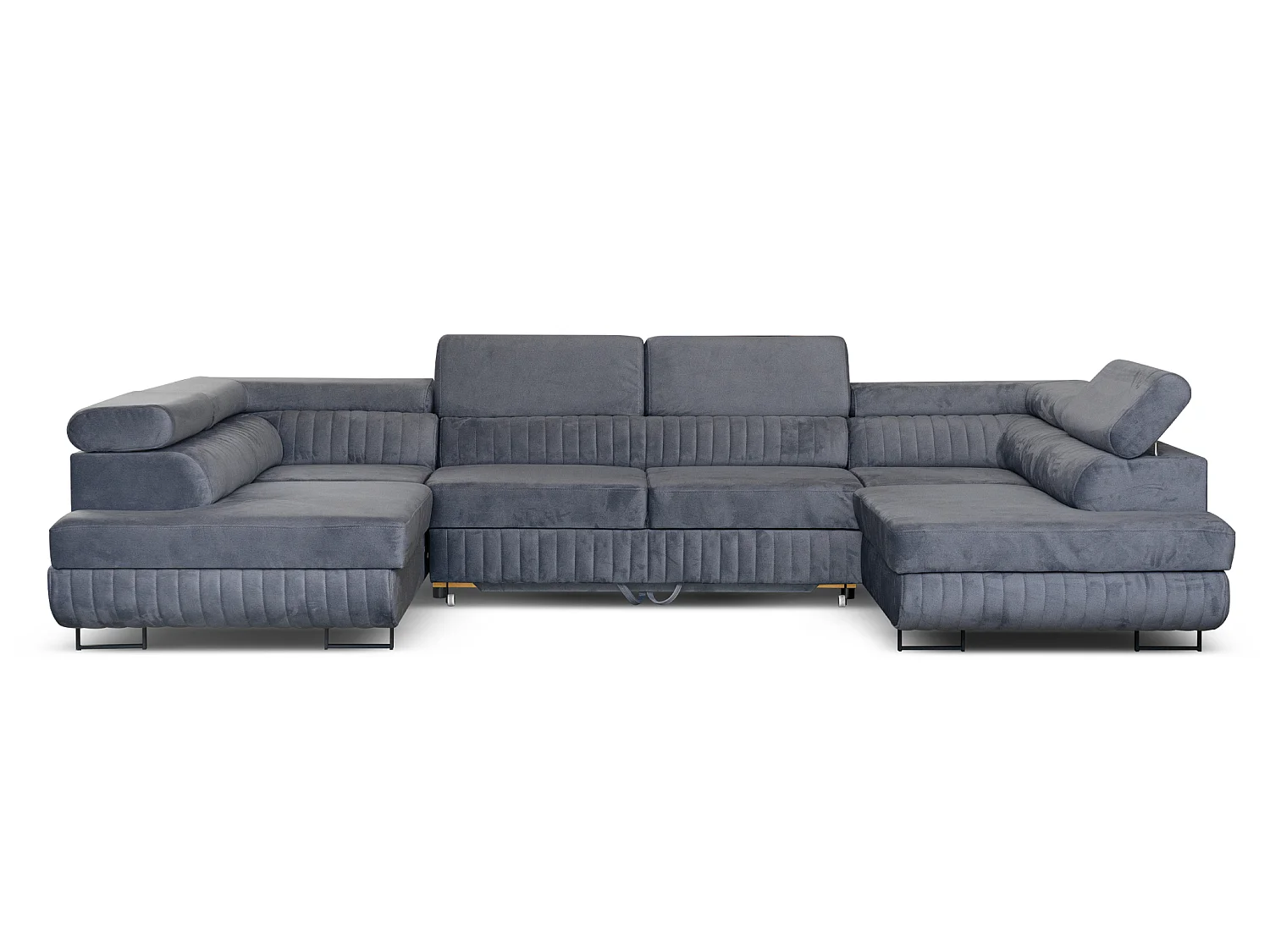 Canapé d'angle en U convertible 6 places velours gris MAGNUM U