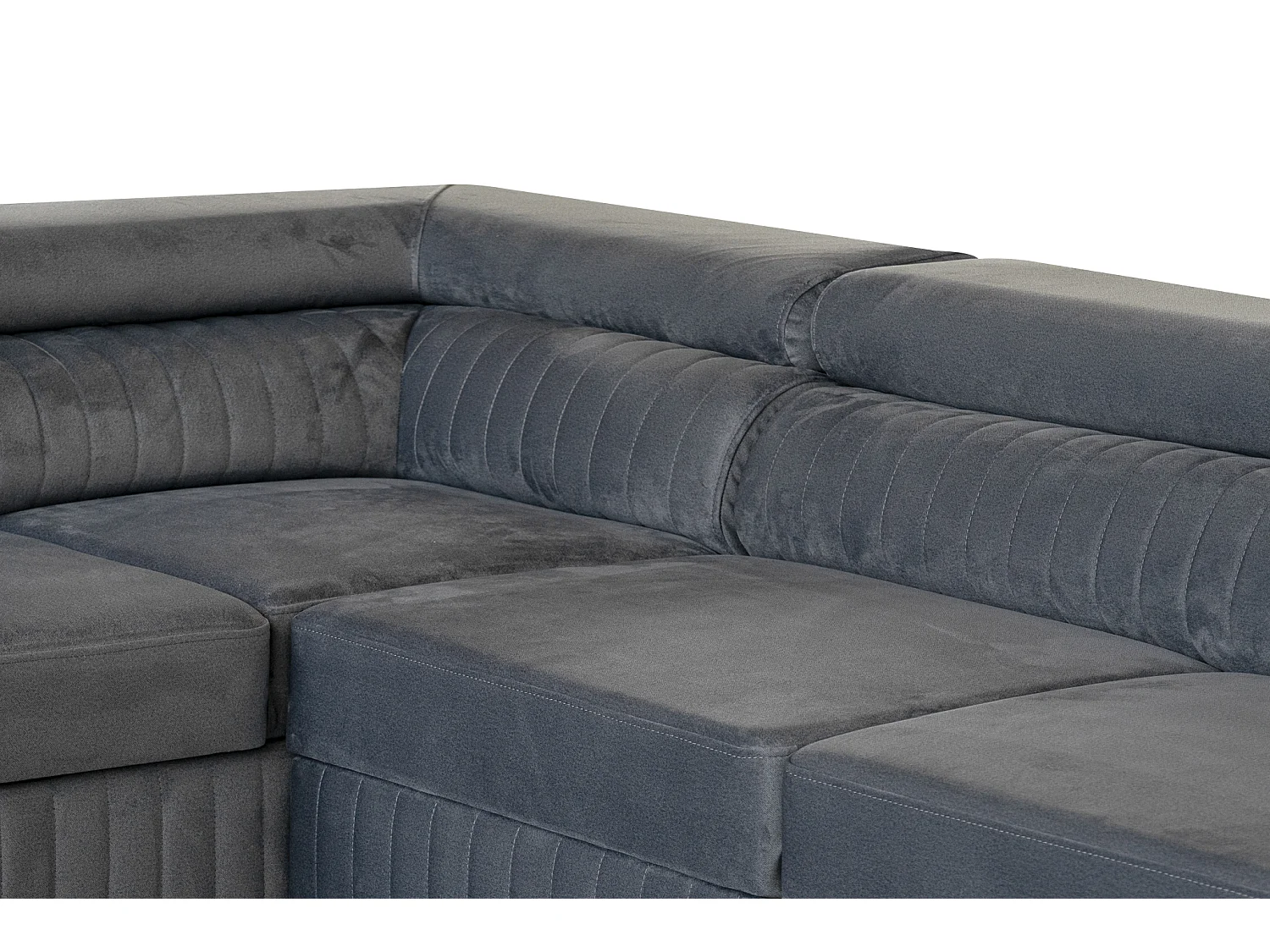 Canapé d'angle en U convertible 6 places velours gris MAGNUM U