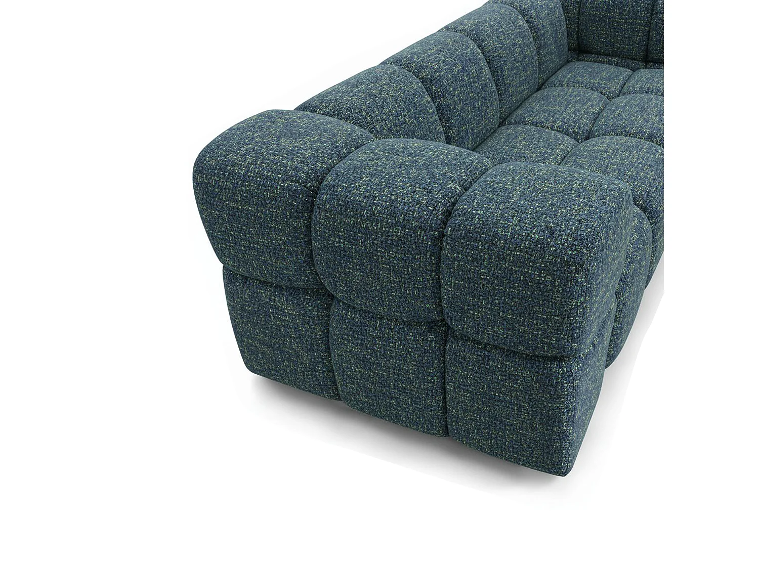 Design-Sofa 3-Sitzer TONDO PUENTE 39 – Strukturstoff in Bouclé-Optik – Wellenförmiges Design – Dunkelblau