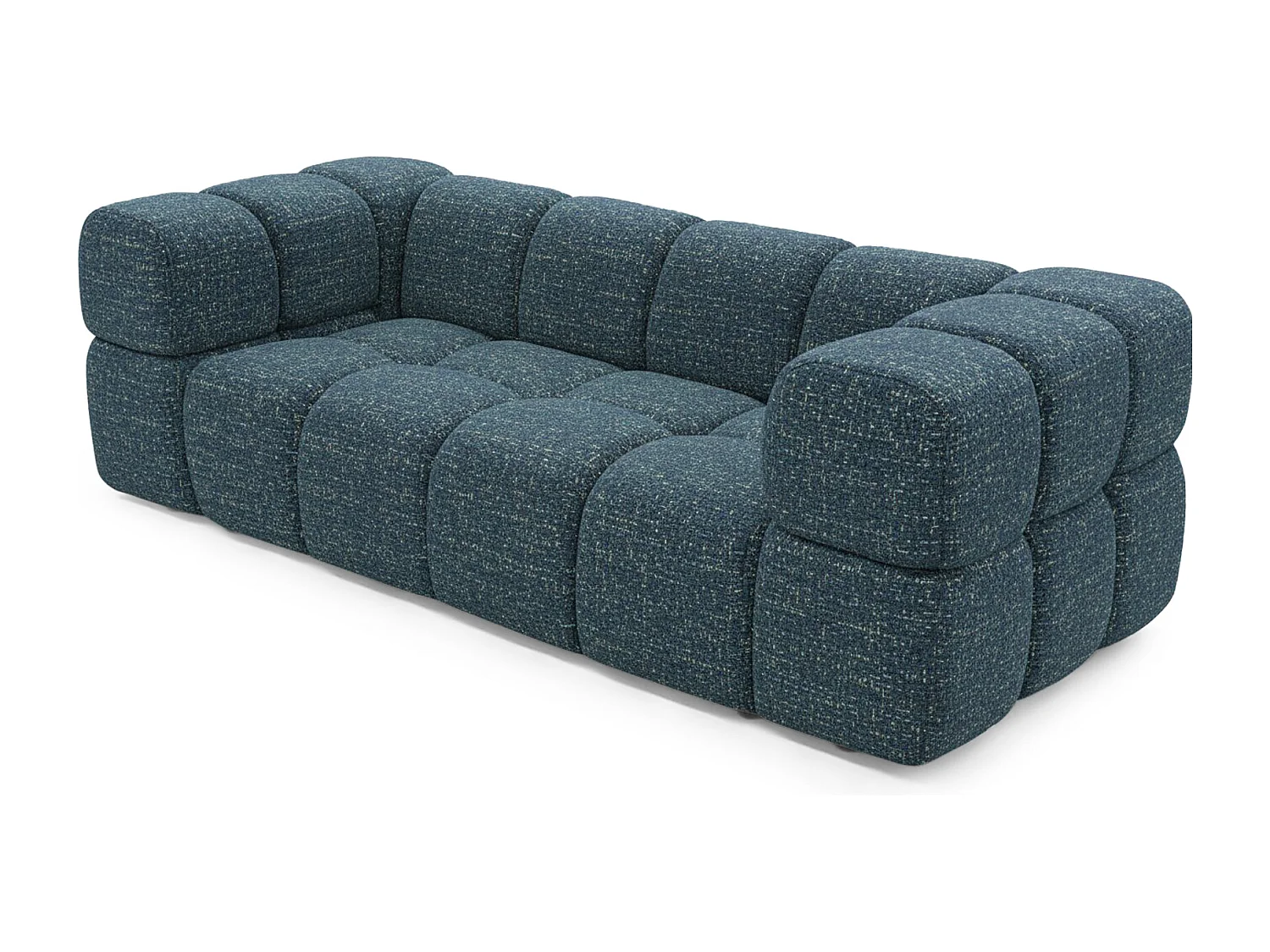 Design-Sofa 3-Sitzer TONDO PUENTE 39 – Strukturstoff in Bouclé-Optik – Wellenförmiges Design – Dunkelblau