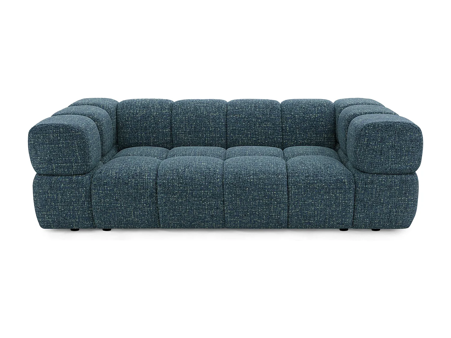 Design-Sofa 3-Sitzer TONDO PUENTE 39 – Strukturstoff in Bouclé-Optik – Wellenförmiges Design – Dunkelblau