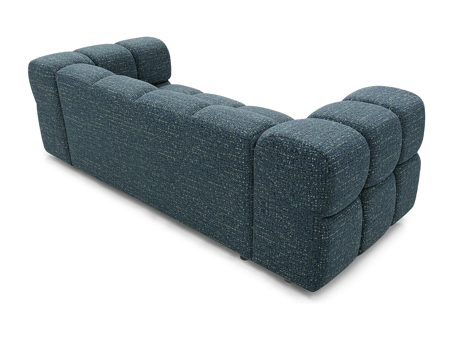 Design-Sofa 3-Sitzer TONDO PUENTE 39 – Strukturstoff in Bouclé-Optik – Wellenförmiges Design – Dunkelblau