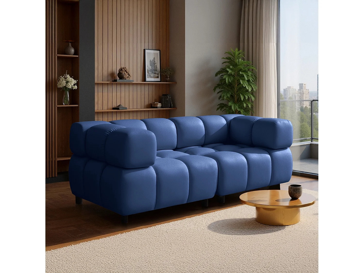 Sofa Tondo 3 s - Bluvel 86 dunkelblau