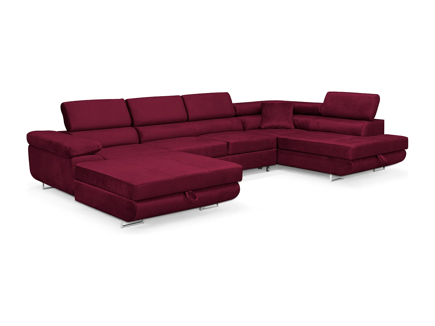 Wohnlandschaft Aller U Monolith XXL-Ecksofa mit Schlaffunktion und zwei Bettkästen in Rot, rechte Seite