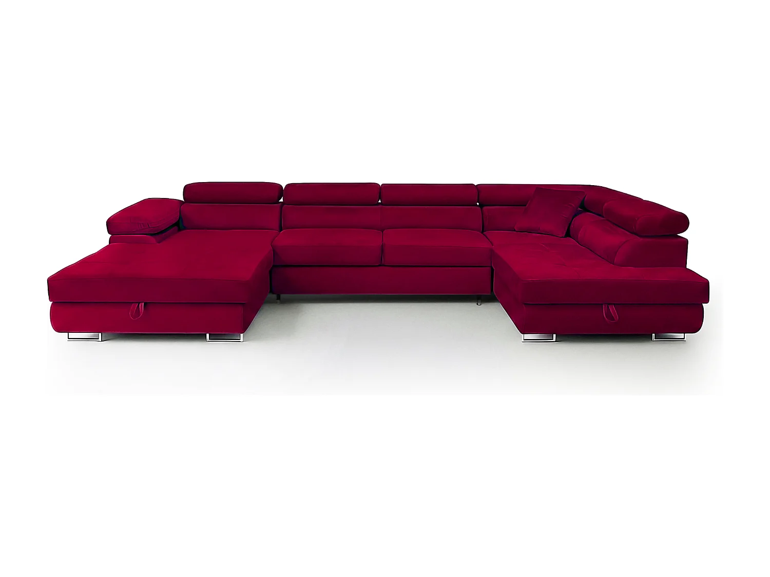 Wohnlandschaft Aller U Monolith XXL-Ecksofa mit Schlaffunktion und zwei Bettkästen in Rot, rechte Seite