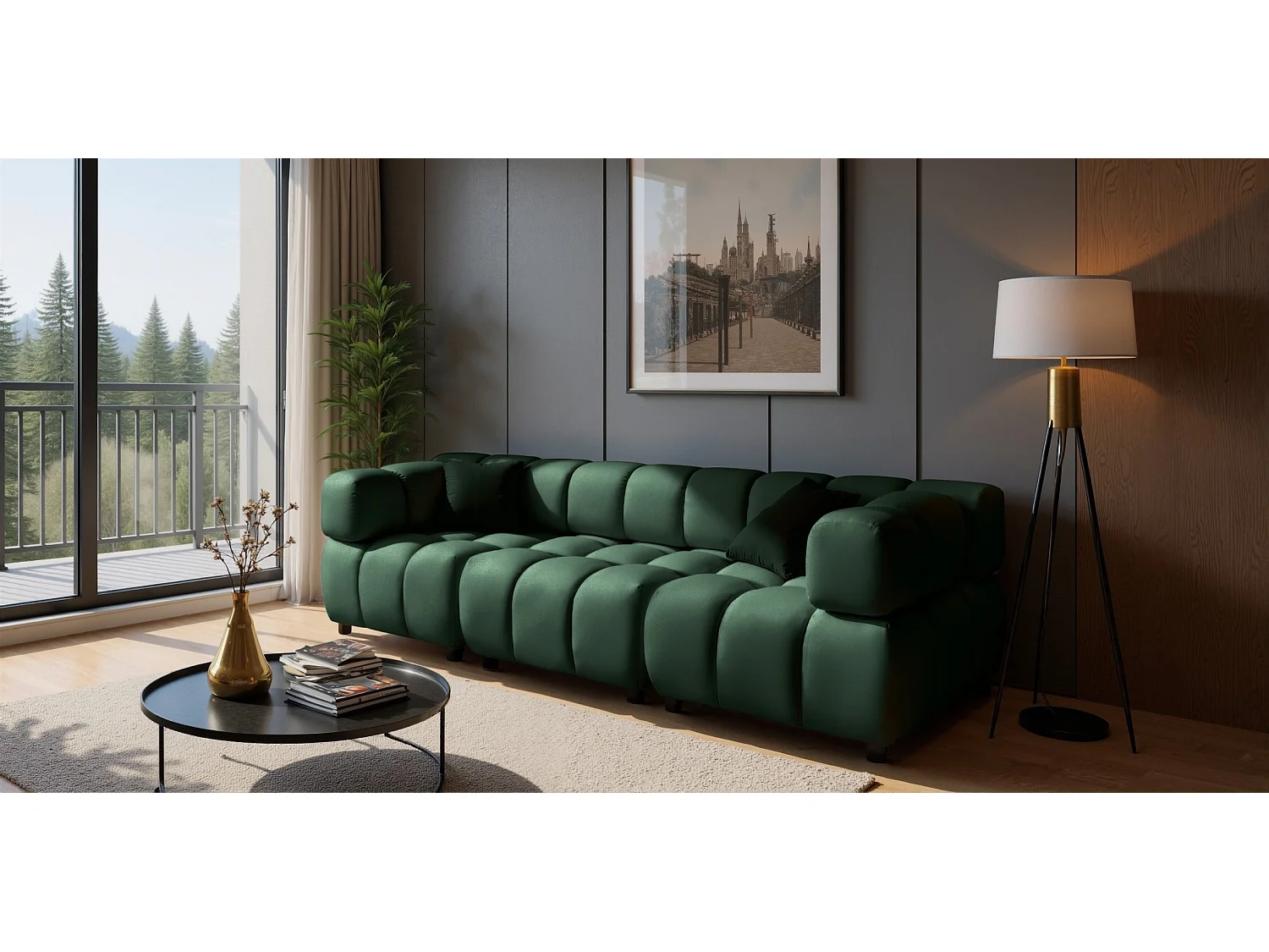 Tondo 4S Design Sofa Modulares Bubble Couch 4-Sitzer Samt Bluvel 78 Grün