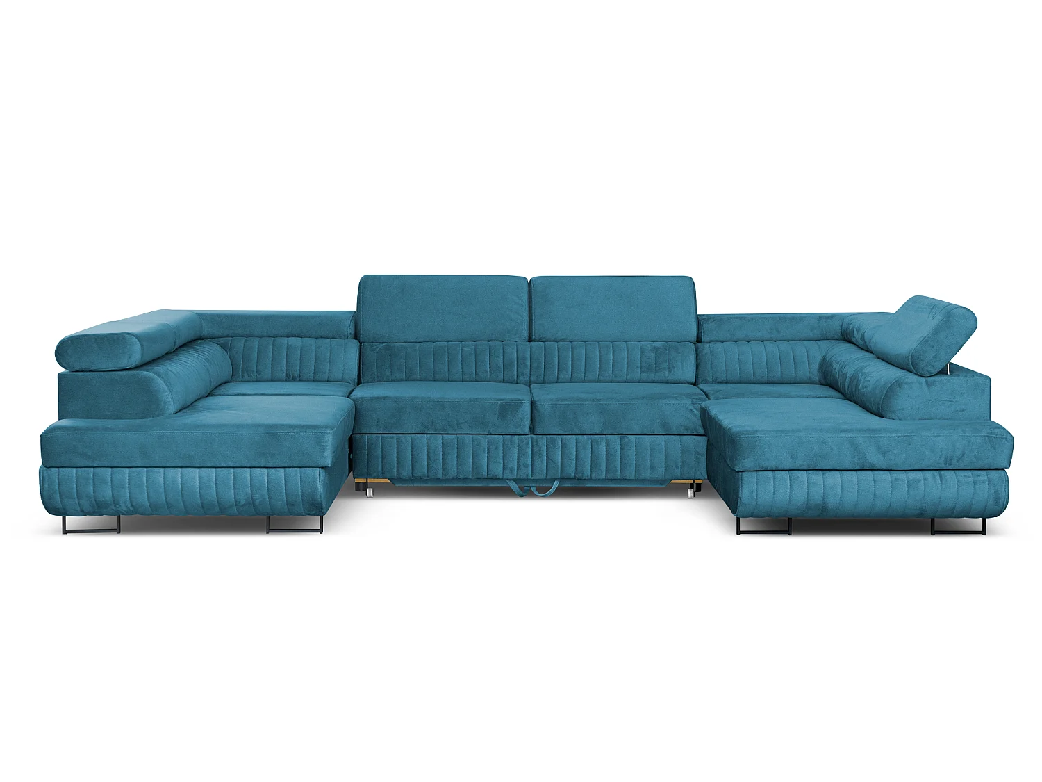 Canapé d'angle en U convertible 6 places velours turquoise MAGNUM U