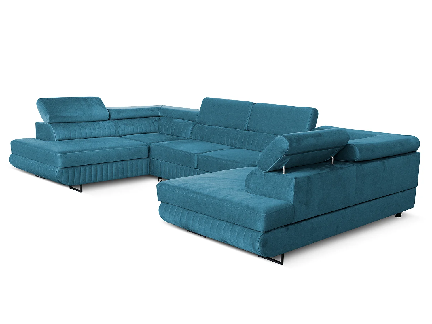 Canapé d'angle en U convertible 6 places velours turquoise MAGNUM U