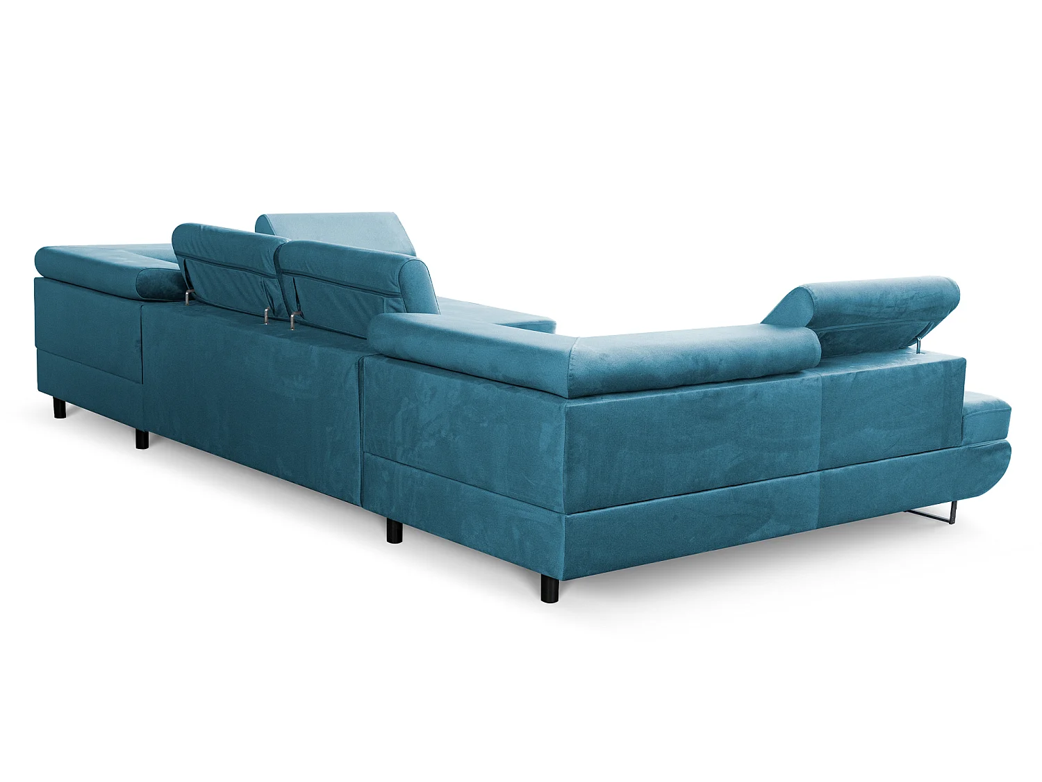 Canapé d'angle en U convertible 6 places velours turquoise MAGNUM U