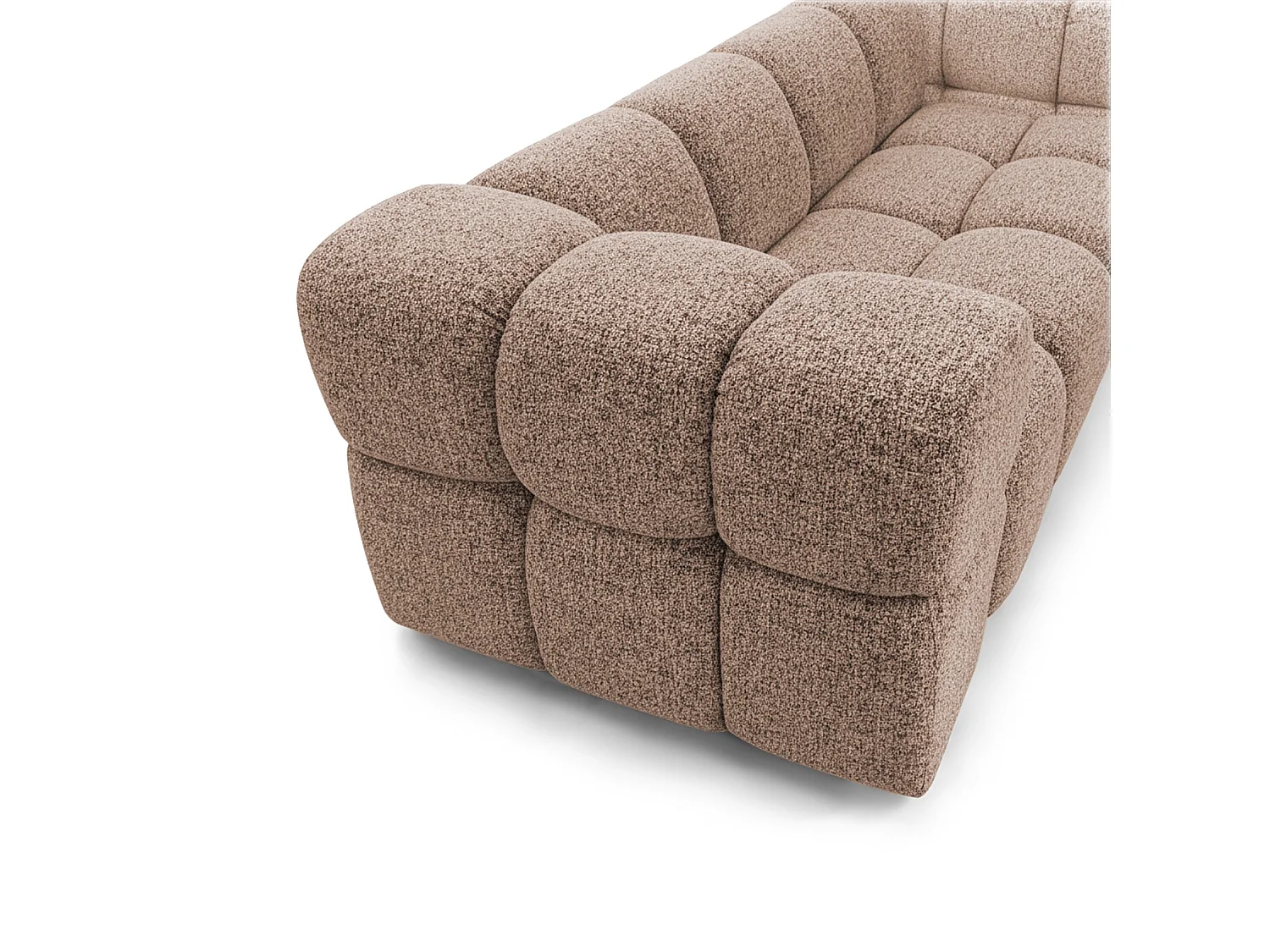 Design-Sofa 3-Sitzer TONDO PUENTE 68 – Strukturstoff in Bouclé-Optik – Wellenförmiges Design – Puderrosa