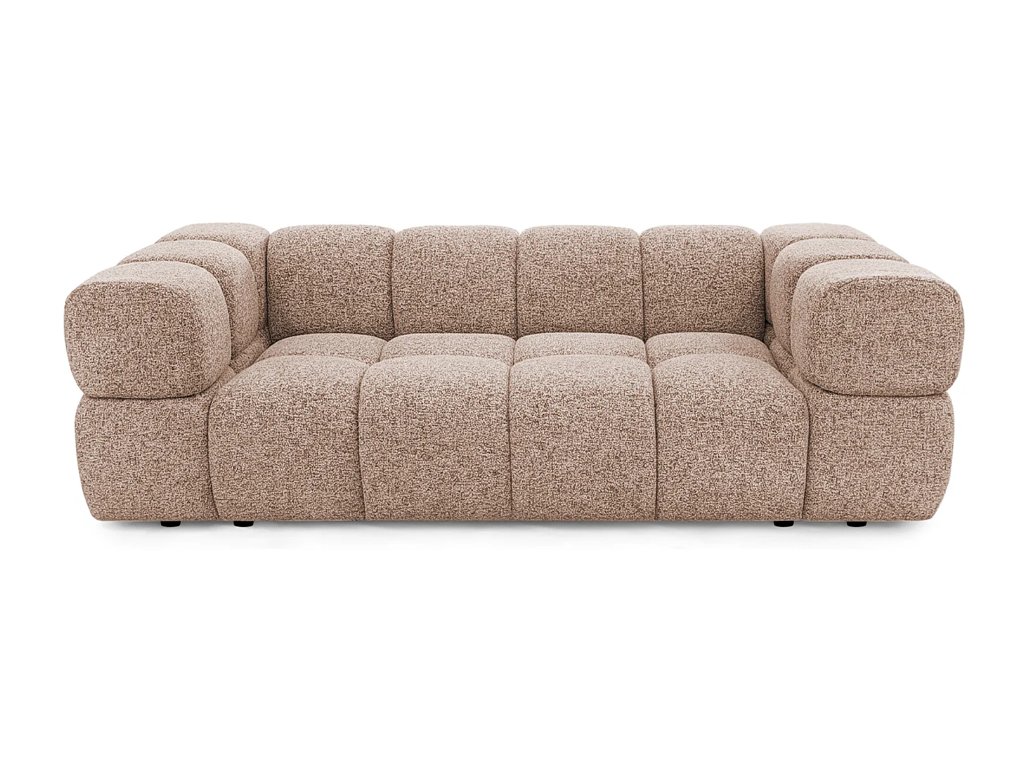 Design-Sofa 3-Sitzer TONDO PUENTE 68 – Strukturstoff in Bouclé-Optik – Wellenförmiges Design – Puderrosa