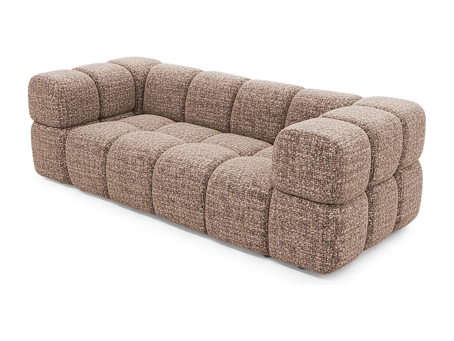 Design-Sofa 3-Sitzer TONDO PUENTE 68 – Strukturstoff in Bouclé-Optik – Wellenförmiges Design – Puderrosa