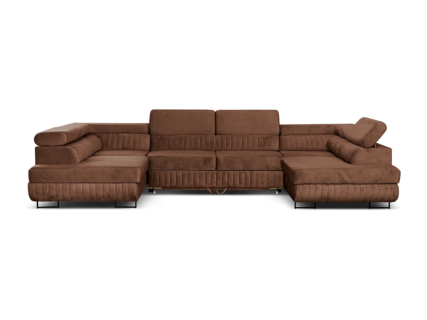 U-Form Schlafsofa Magnum Braun 345x202 cm – Flexibles Design ohne feste Seite