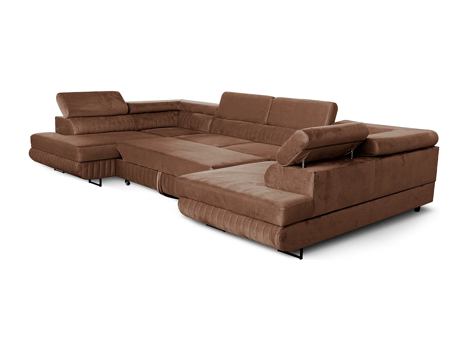 U-Form Schlafsofa Magnum Braun 345x202 cm – Flexibles Design ohne feste Seite
