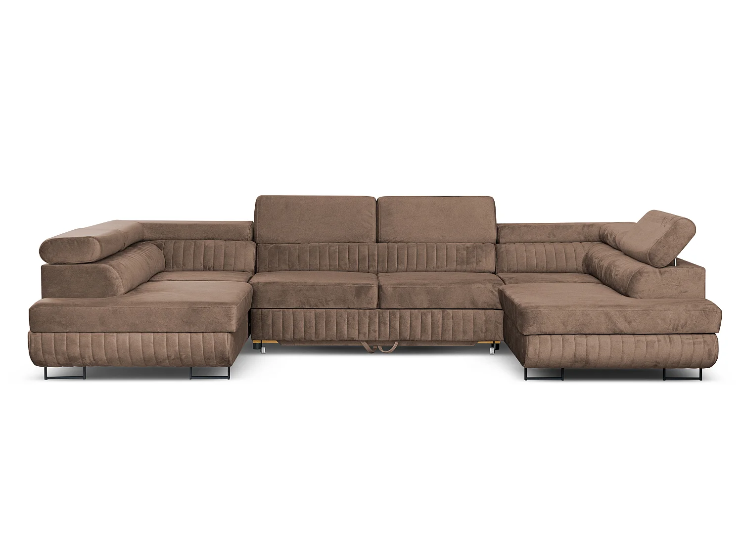Canapé d'angle en U convertible 6 places velours marron MAGNUM U