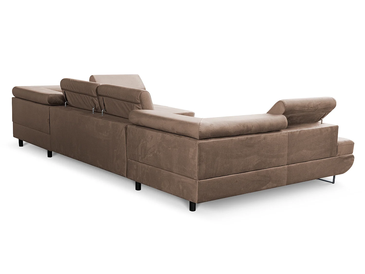 Canapé d'angle en U convertible 6 places velours marron MAGNUM U
