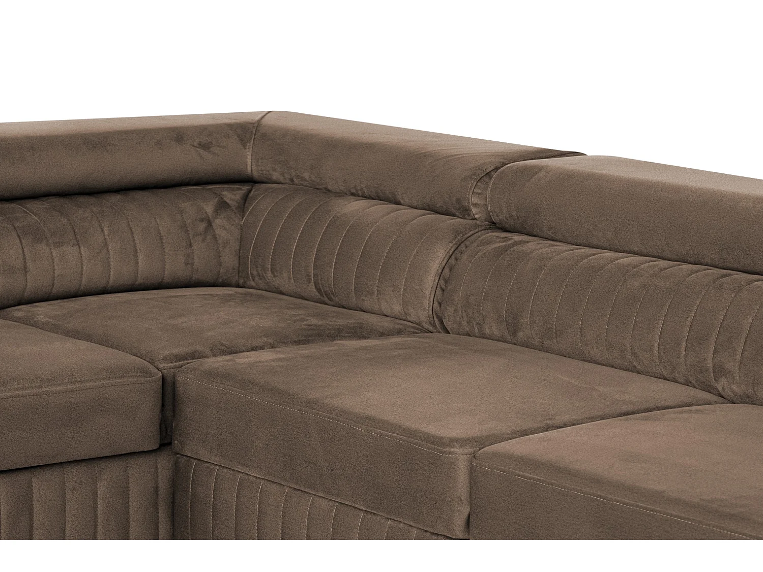 Canapé d'angle en U convertible 6 places velours marron MAGNUM U