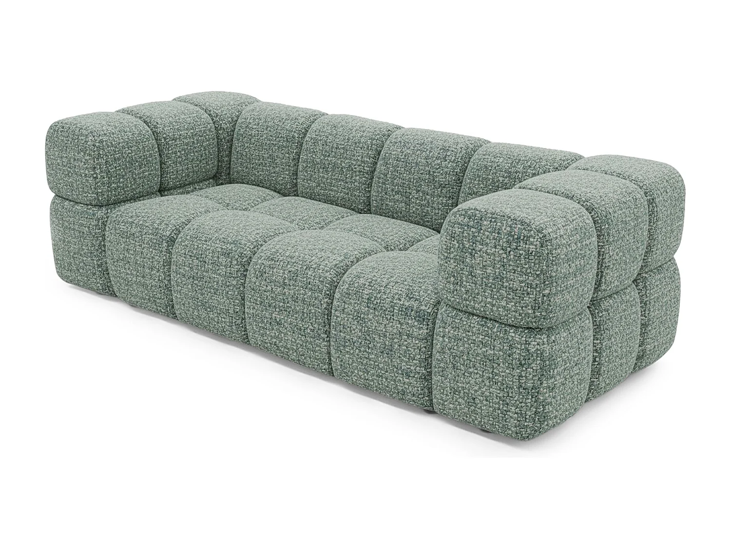 Design-Sofa 3-Sitzer TONDO PUENTE 33 – Strukturstoff in Bouclé-Optik – Wellenförmiges Design – Minze