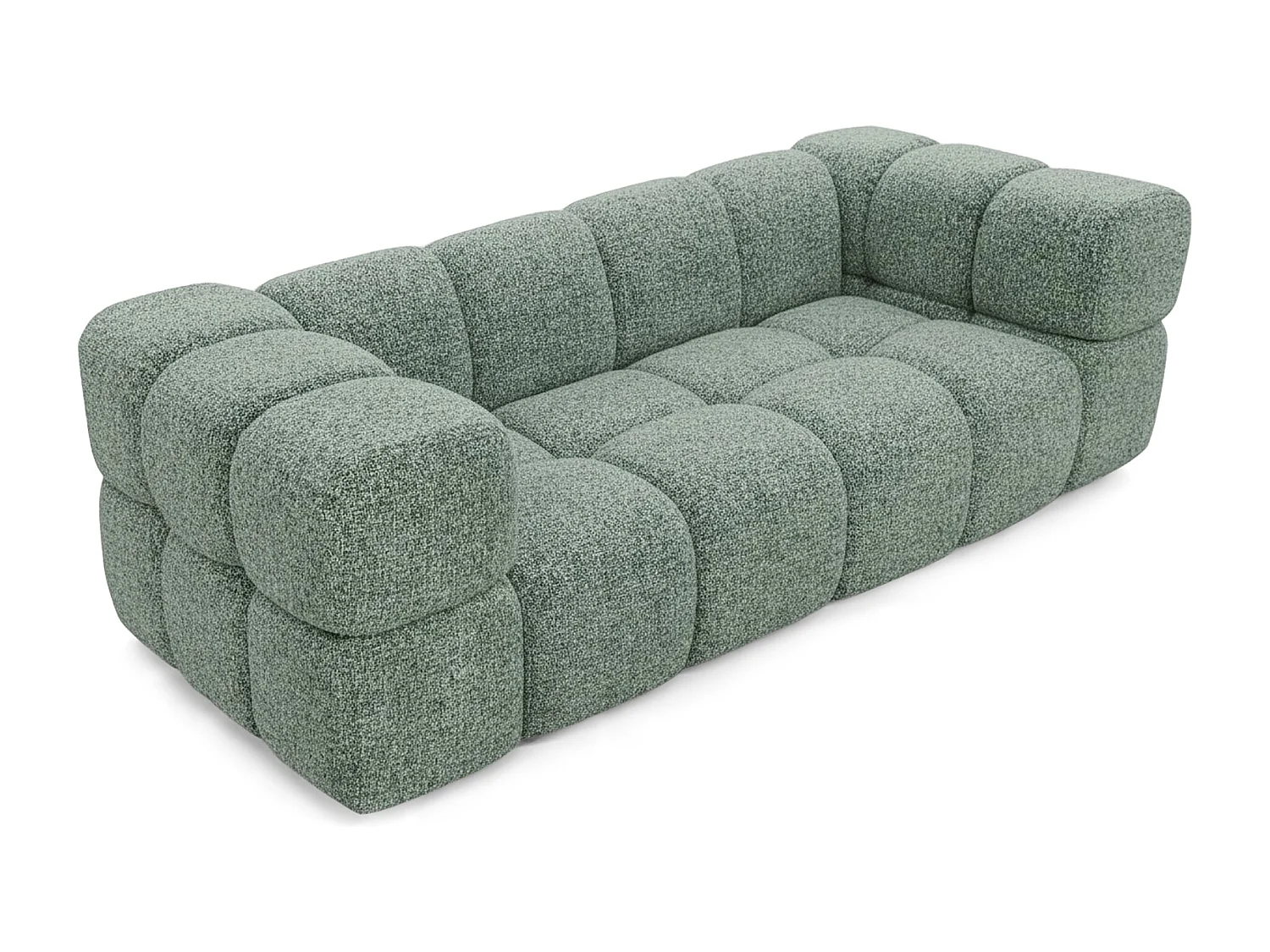 Design-Sofa 3-Sitzer TONDO PUENTE 33 – Strukturstoff in Bouclé-Optik – Wellenförmiges Design – Minze