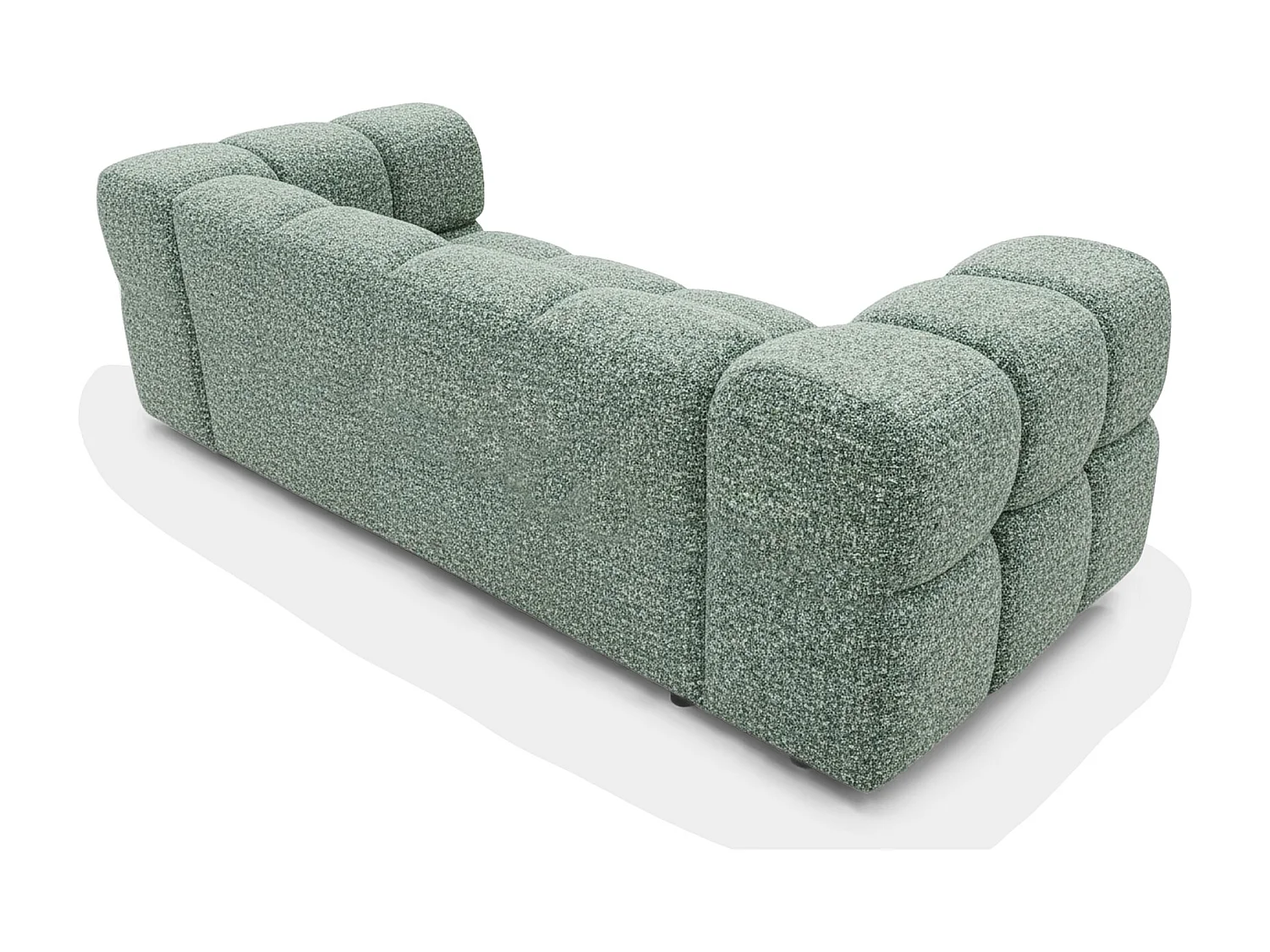 Design-Sofa 3-Sitzer TONDO PUENTE 33 – Strukturstoff in Bouclé-Optik – Wellenförmiges Design – Minze
