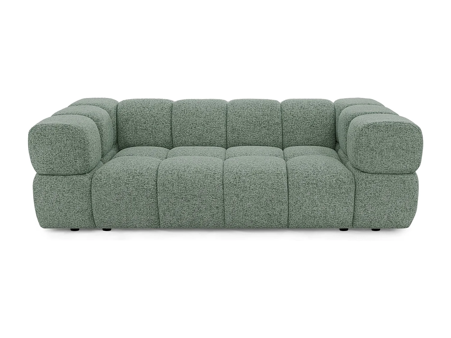 Design-Sofa 3-Sitzer TONDO PUENTE 33 – Strukturstoff in Bouclé-Optik – Wellenförmiges Design – Minze