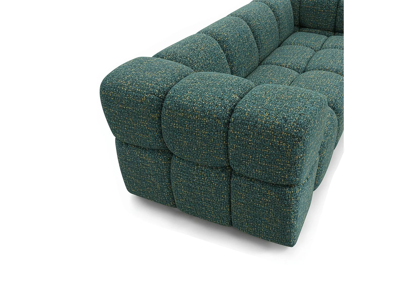 Design-Sofa 3-Sitzer TONDO PUENTE 37– Strukturstoff in Bouclé-Optik – Wellenförmiges Design –  Grün
