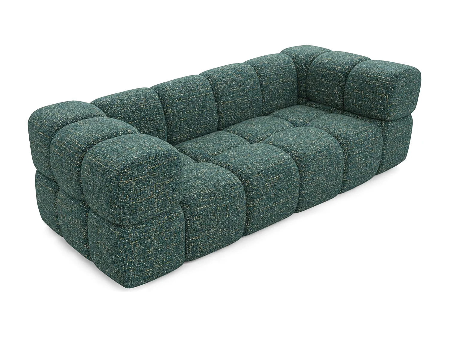 Design-Sofa 3-Sitzer TONDO PUENTE 37– Strukturstoff in Bouclé-Optik – Wellenförmiges Design –  Grün