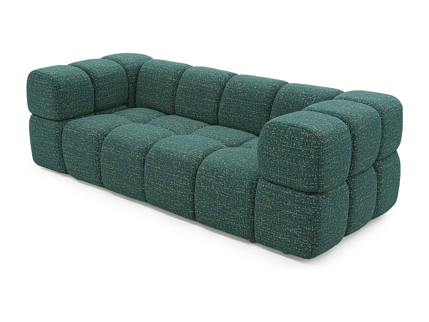 Design-Sofa 3-Sitzer TONDO PUENTE 37– Strukturstoff in Bouclé-Optik – Wellenförmiges Design –  Grün