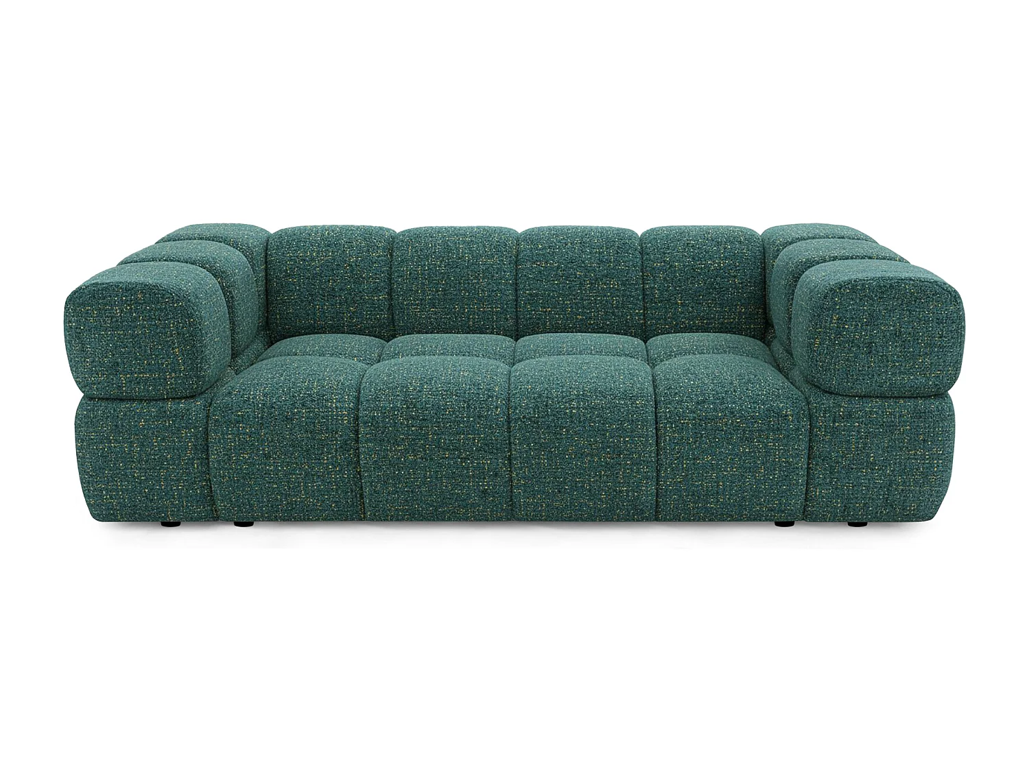 Design-Sofa 3-Sitzer TONDO PUENTE 37– Strukturstoff in Bouclé-Optik – Wellenförmiges Design –  Grün
