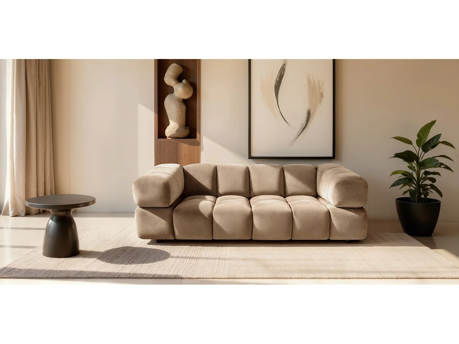 Tondo 4S Design Sofa Modulares Bubble Couch 4-Sitzer Samt Bluvel 28 Dunkelbeige