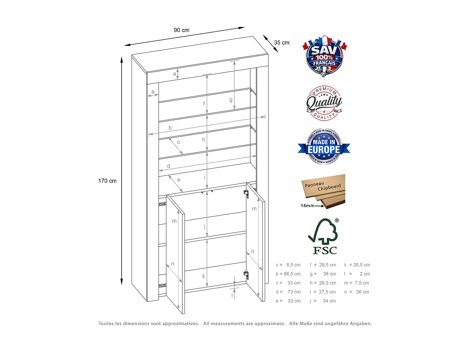 Vitrine JIVE 90 cm bois et noir style industriel commode avec LEDS