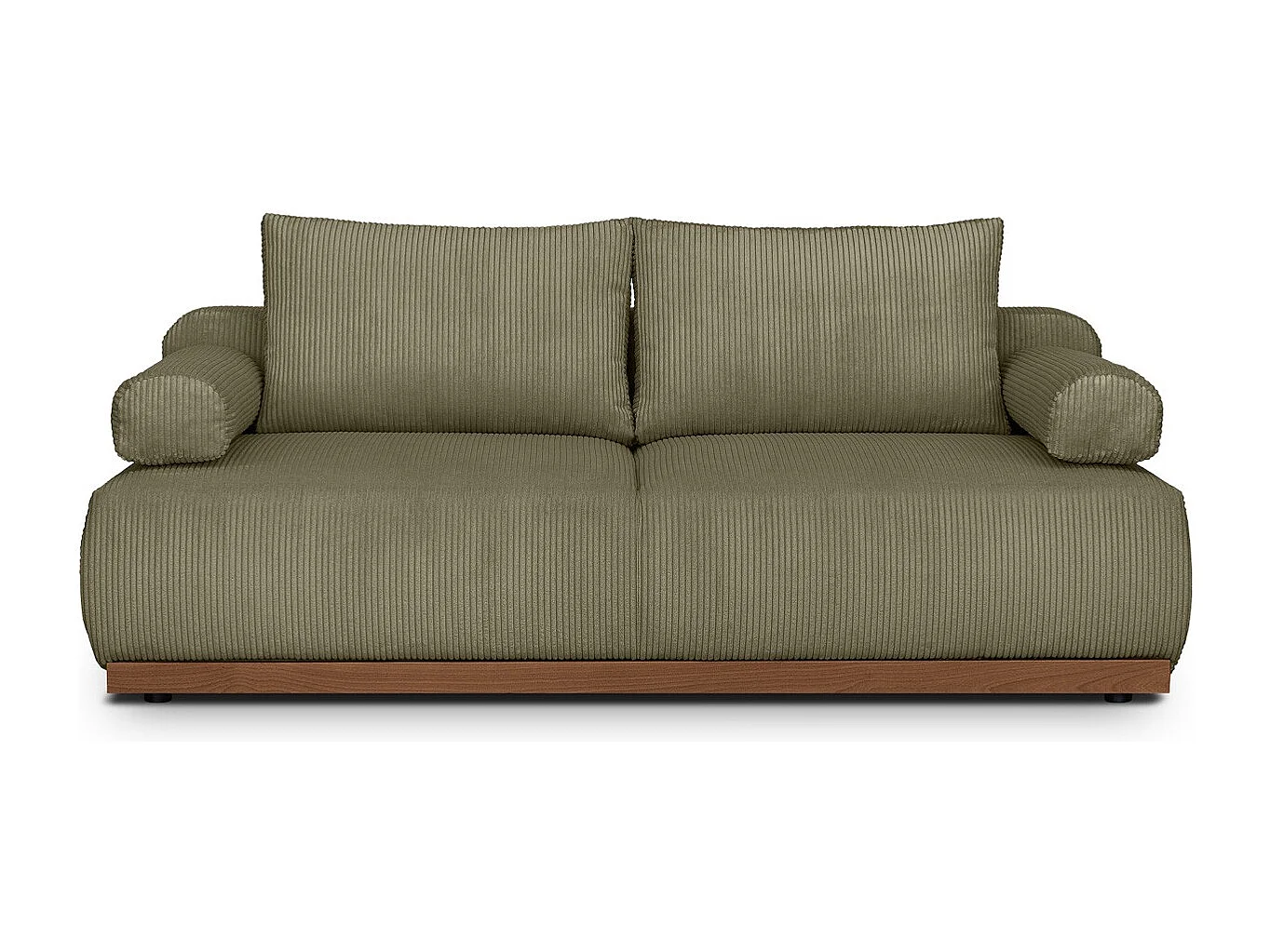 Canapé convertible 3 places avec coffre de rangement en velours côtelé vert kaki - ouverture rapide - Auteuil