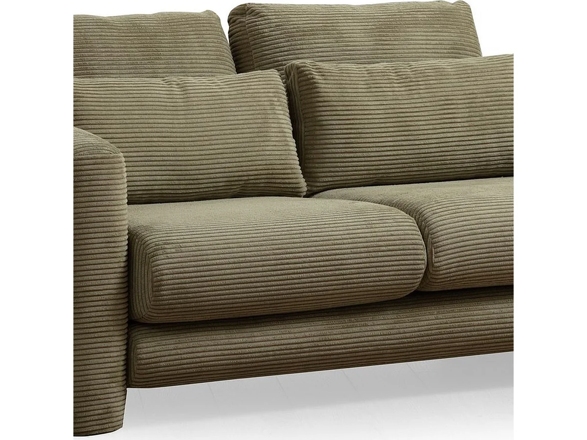 Canapé droit 2 places en velours côtelé vert kaki - Amaya