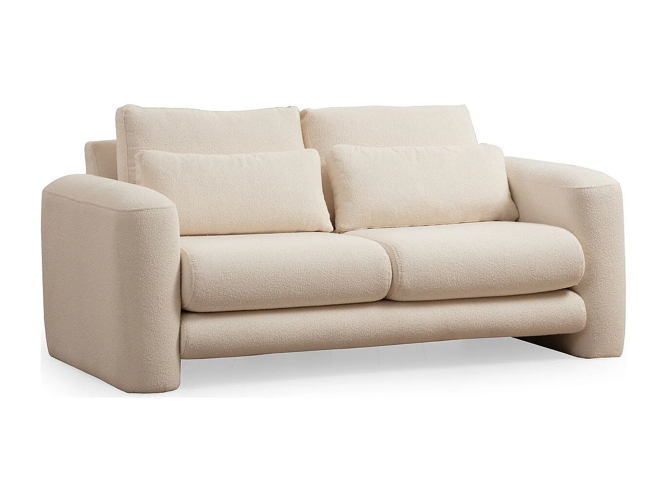 Canapé droit 2 places en tissu teddy beige - Amaya