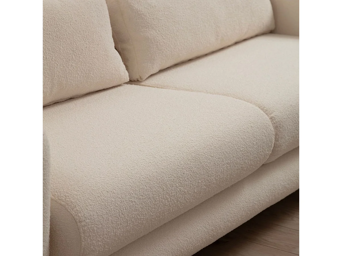 Canapé droit 2 places en tissu teddy beige - Amaya