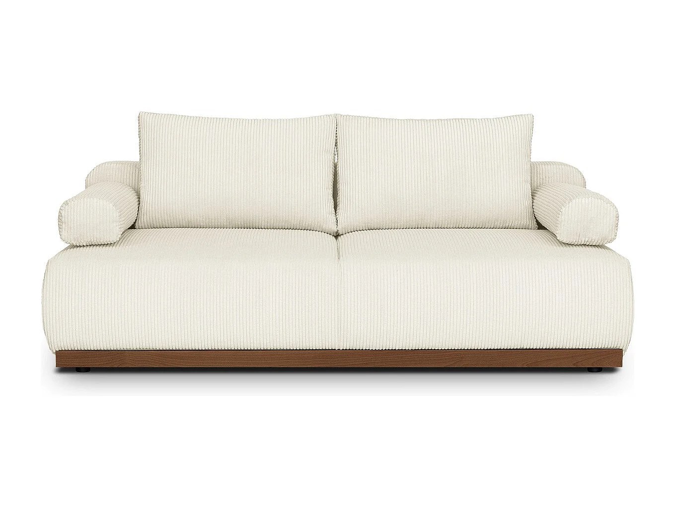 Canapé convertible 3 places avec coffre de rangement en velours côtelé beige - ouverture rapide - Auteuil