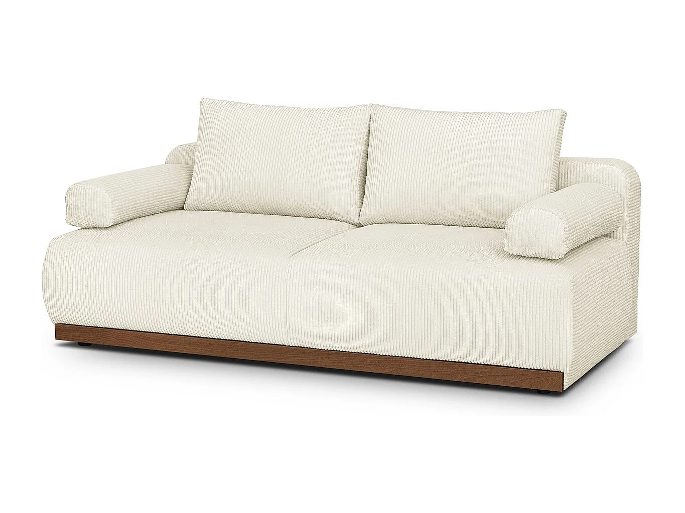 Canapé convertible 3 places avec coffre de rangement en velours côtelé beige - ouverture rapide - Auteuil