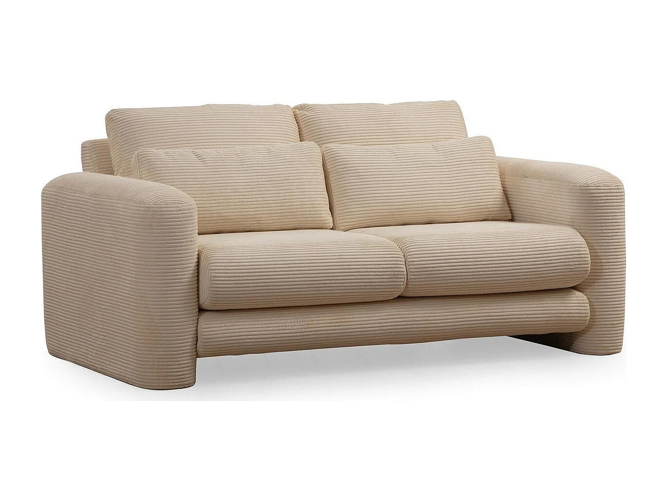 Canapé droit 2 places en velours côtelé beige - Amaya