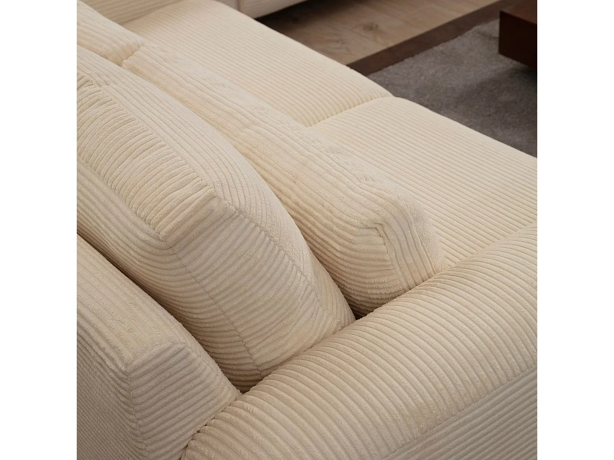 Canapé droit 2 places en velours côtelé beige - Amaya