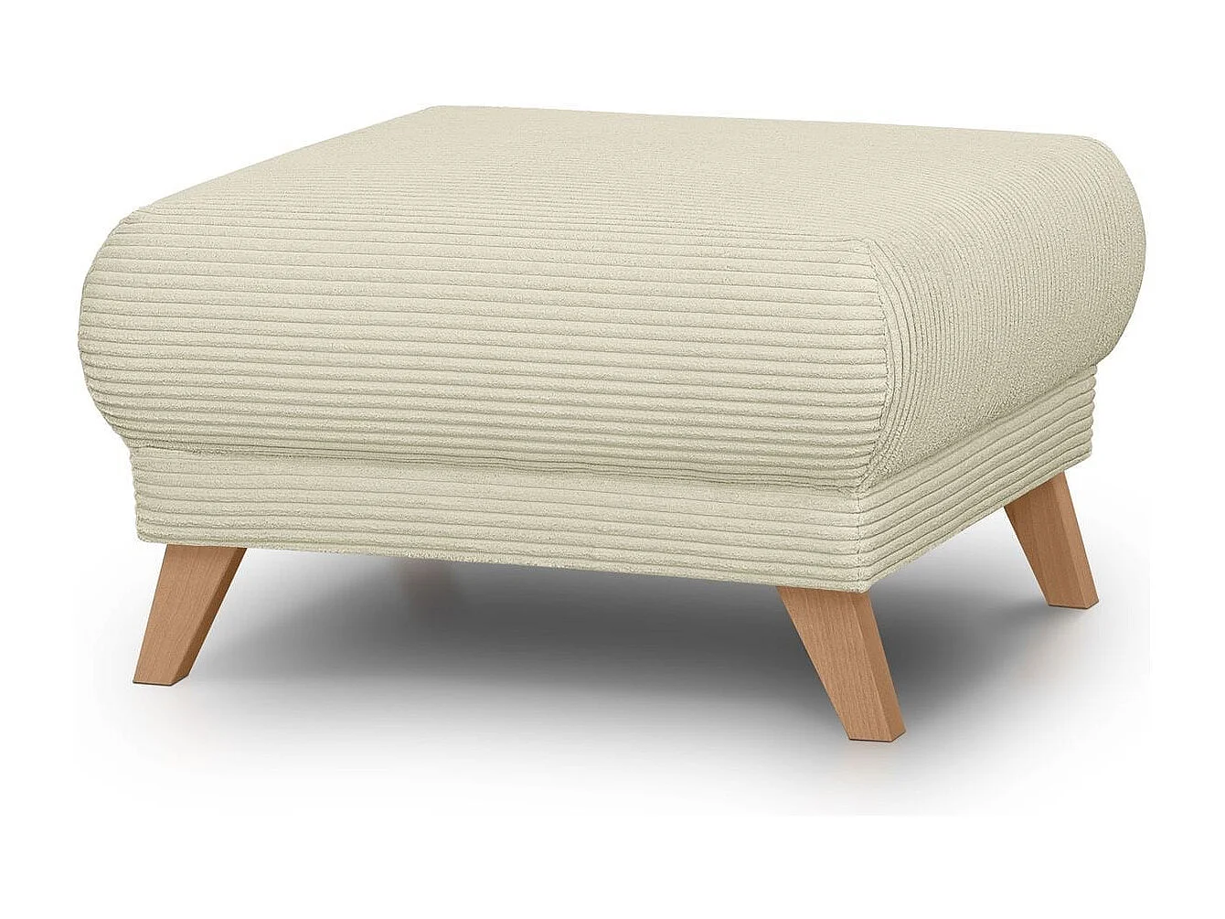 Pouf en velours côtelé beige - Laria