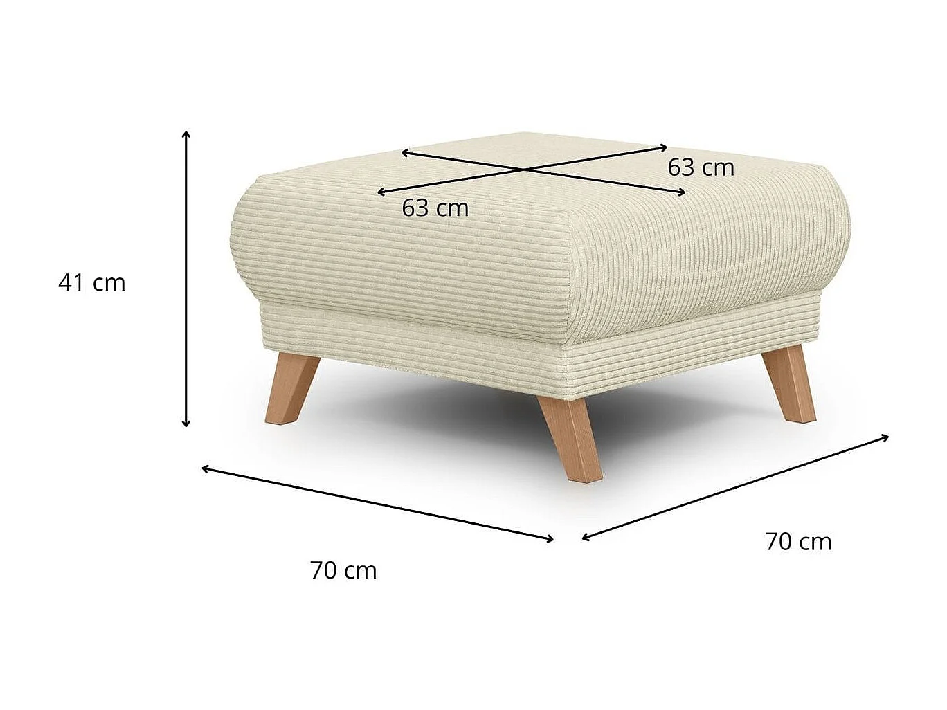Pouf en velours côtelé beige - Laria