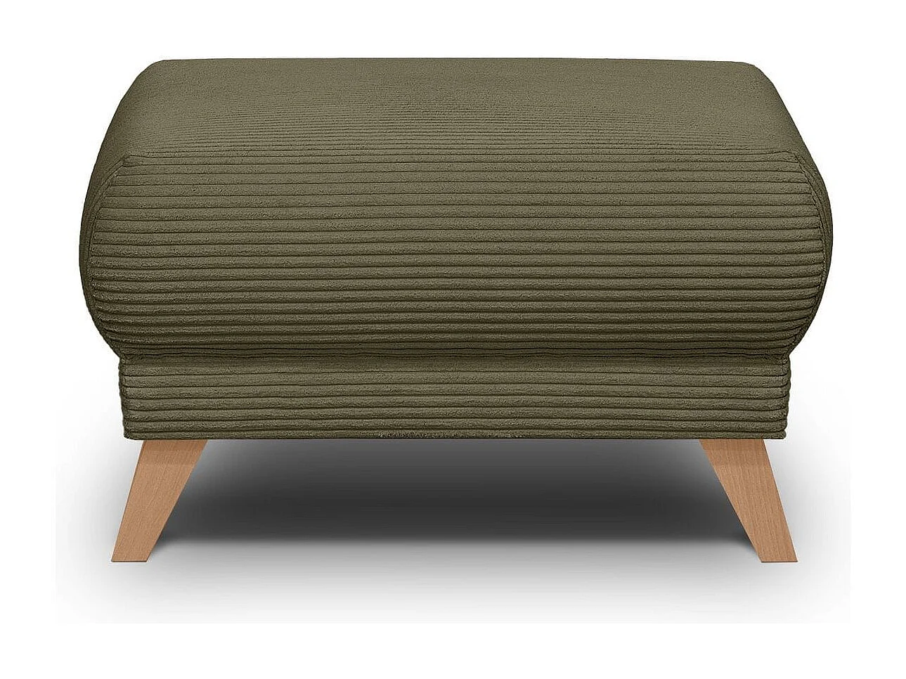 Pouf en velours côtelé vert kaki - Laria