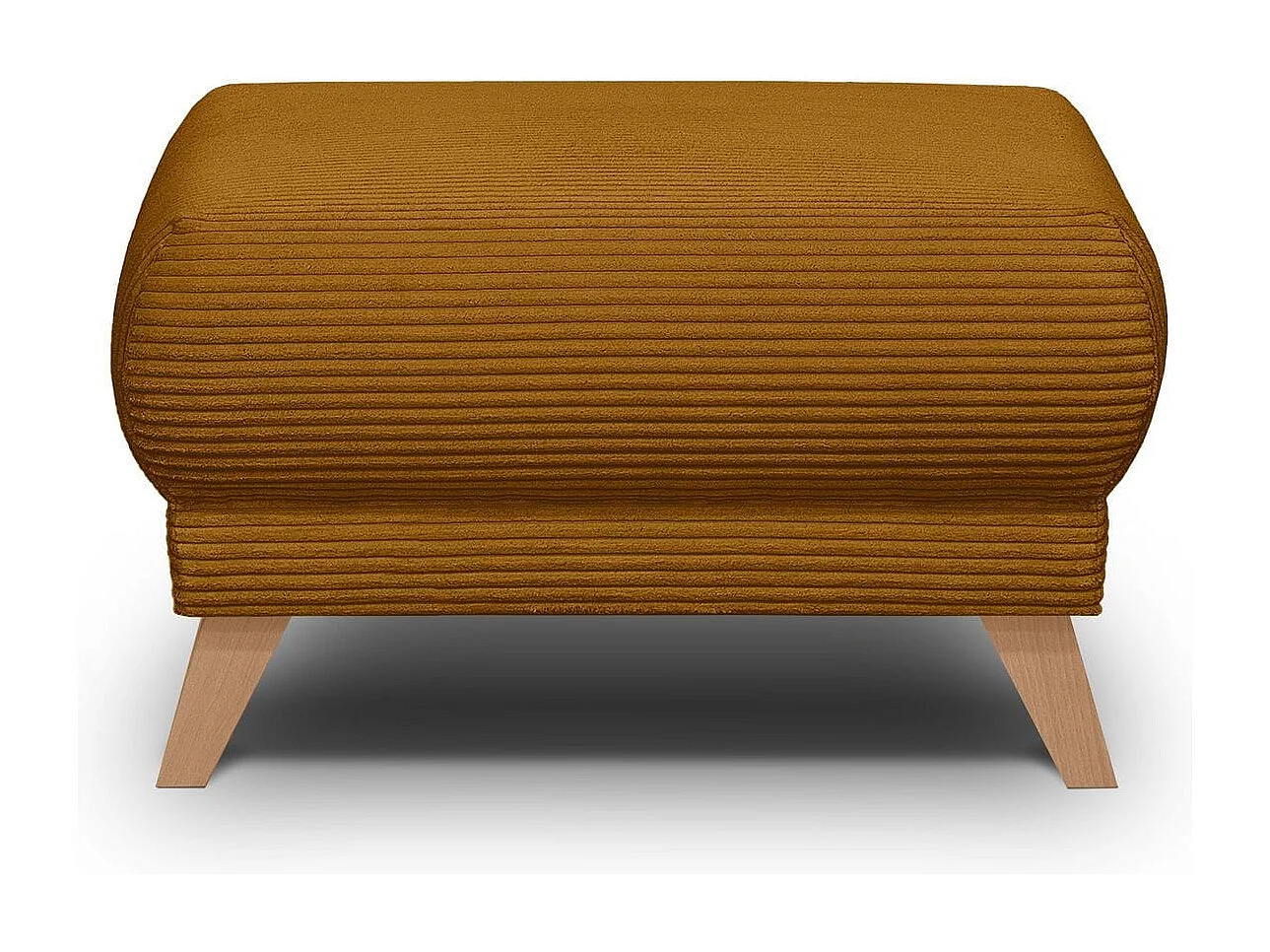 Pouf en velours côtelé jaune moutarde - Laria