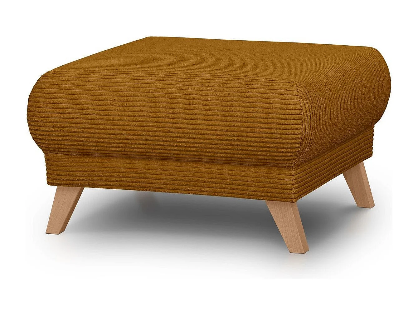 Pouf en velours côtelé jaune moutarde - Laria