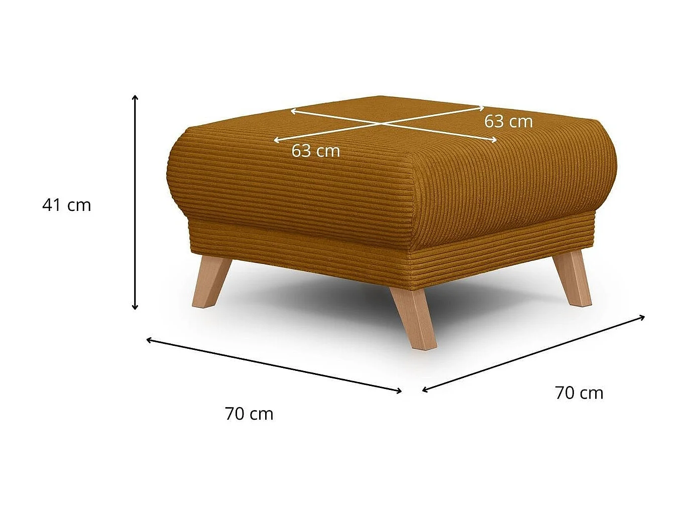 Pouf en velours côtelé jaune moutarde - Laria