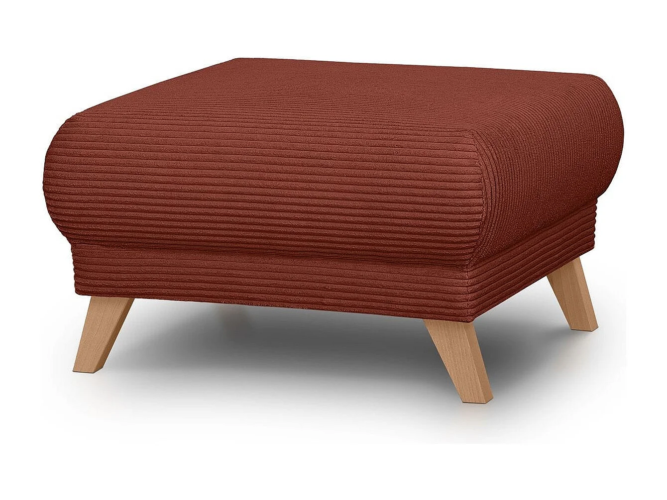 Pouf en velours côtelé rouille - Laria