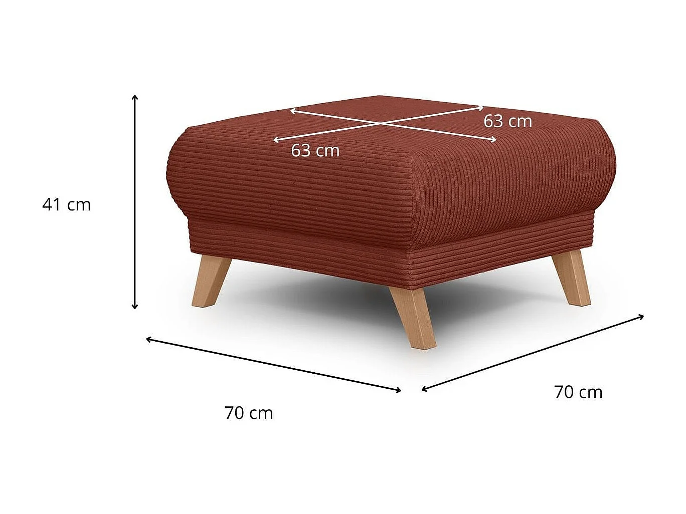 Pouf en velours côtelé rouille - Laria