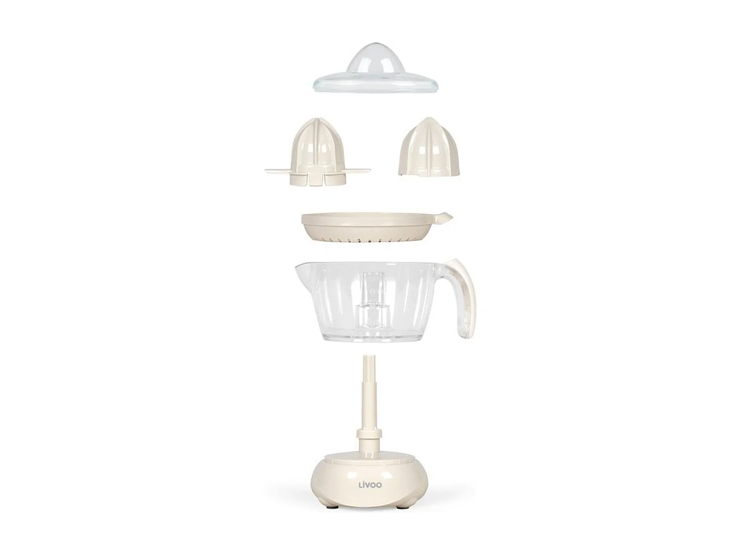 Elektrische citruspers Livoo DOD131C 25W met maatbeker 700 ml en 2 kegels, gebroken wit